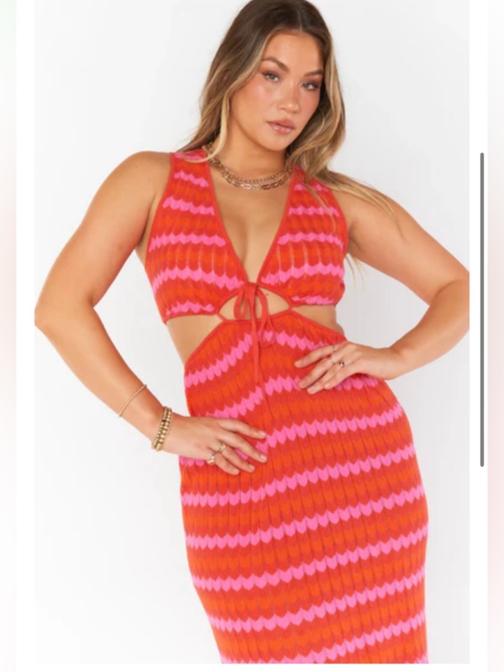 Show me your mumu Maizy Striped Knit Cutout Dress